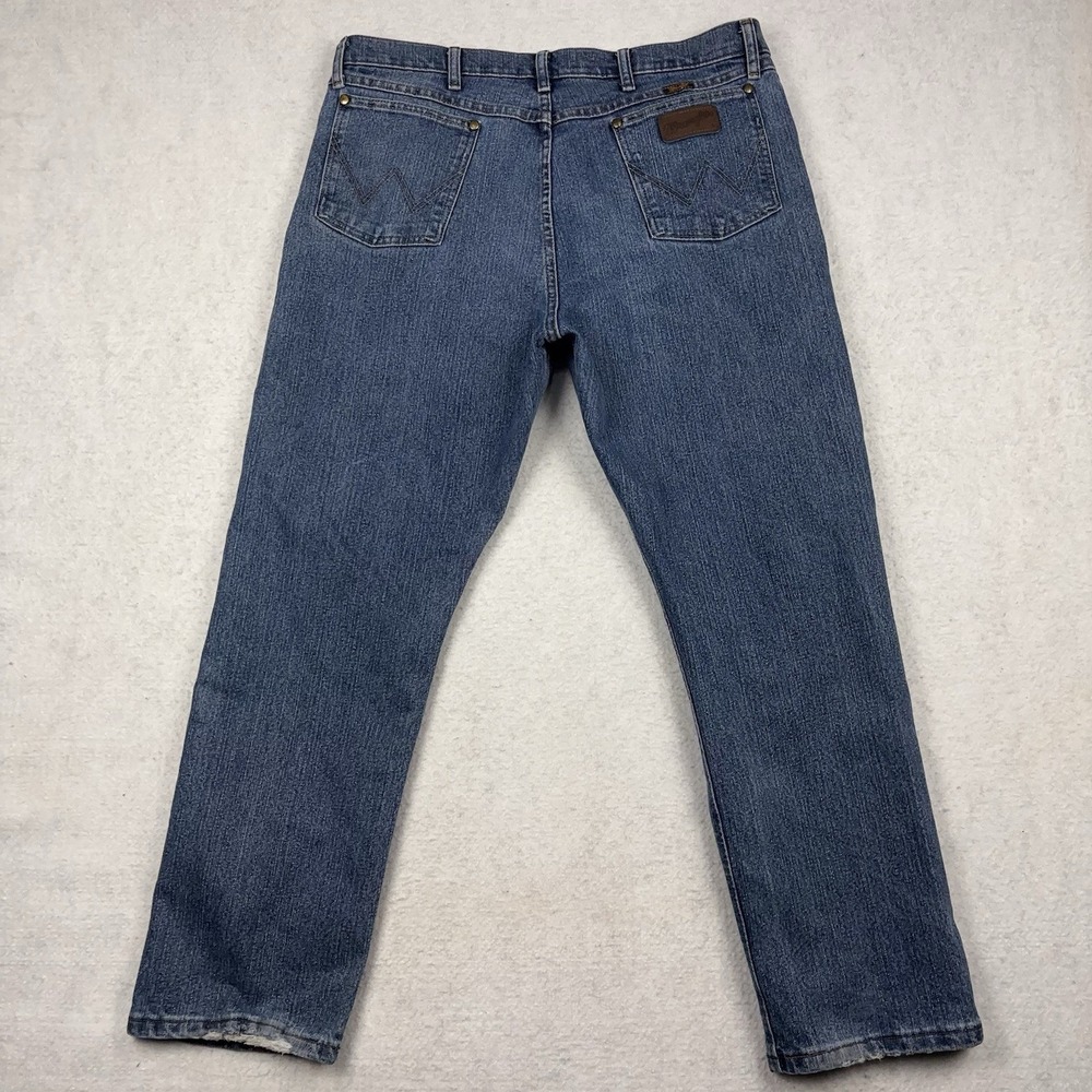 Wrangler 47 Advanced Comfort Jeans Men's 38x30 Blue Straight Leg Stretch